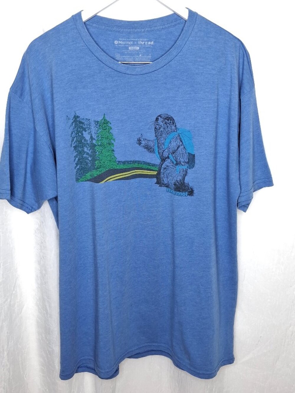 Marmot x Thread Men's Graphic T Shirt Blue Hitchhiking Marmot